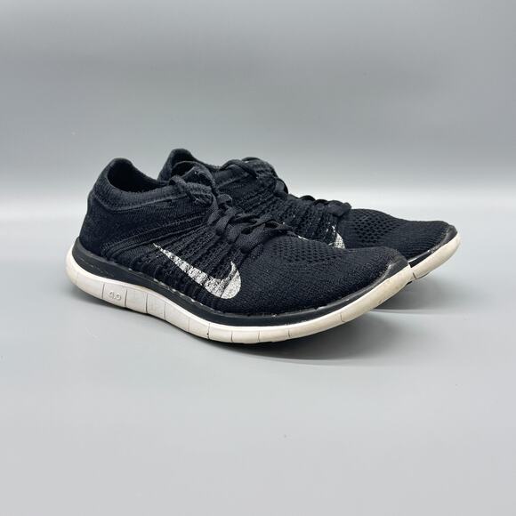 Nike Shoes Womens 7 Black White Free Flyknit 4.0 Minimalist Running Sneakers - Picture 2 of 10